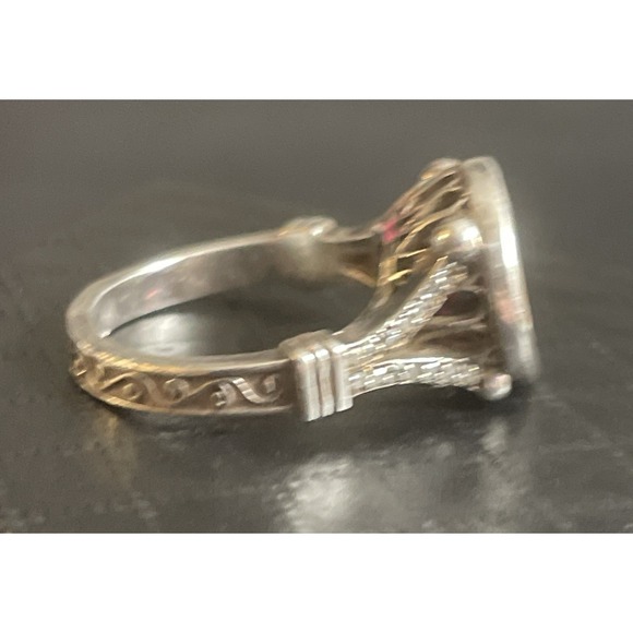 925 Garnet Modernist Ring Size 6 Sterling Silver Womens Birthstone Bezel Set - Picture 4 of 16